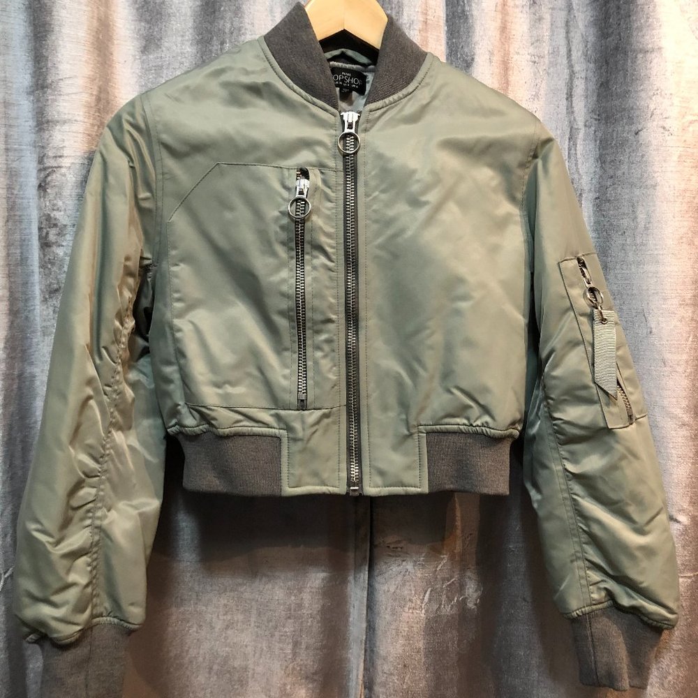 Topshop Petite Cropped Bomber Jacket - Picture 4 of 5
